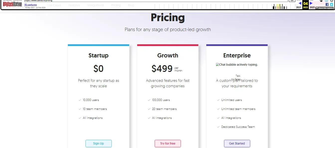 Calixa had 3 different plans for its customers
