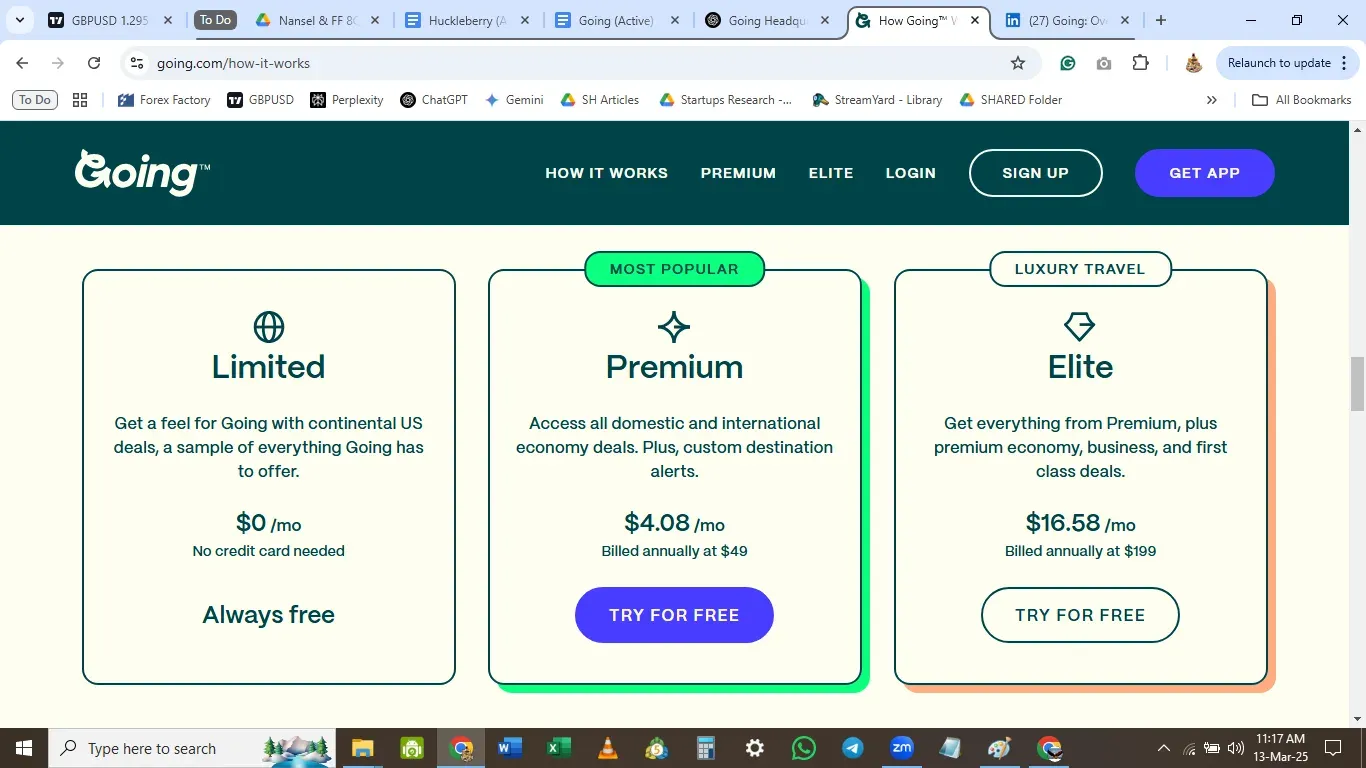 Going has different plans catering to different user classes