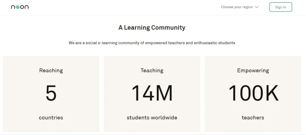 Noon Academy is active in 5 countries, teaching 14M students, and empowering 100K teachers