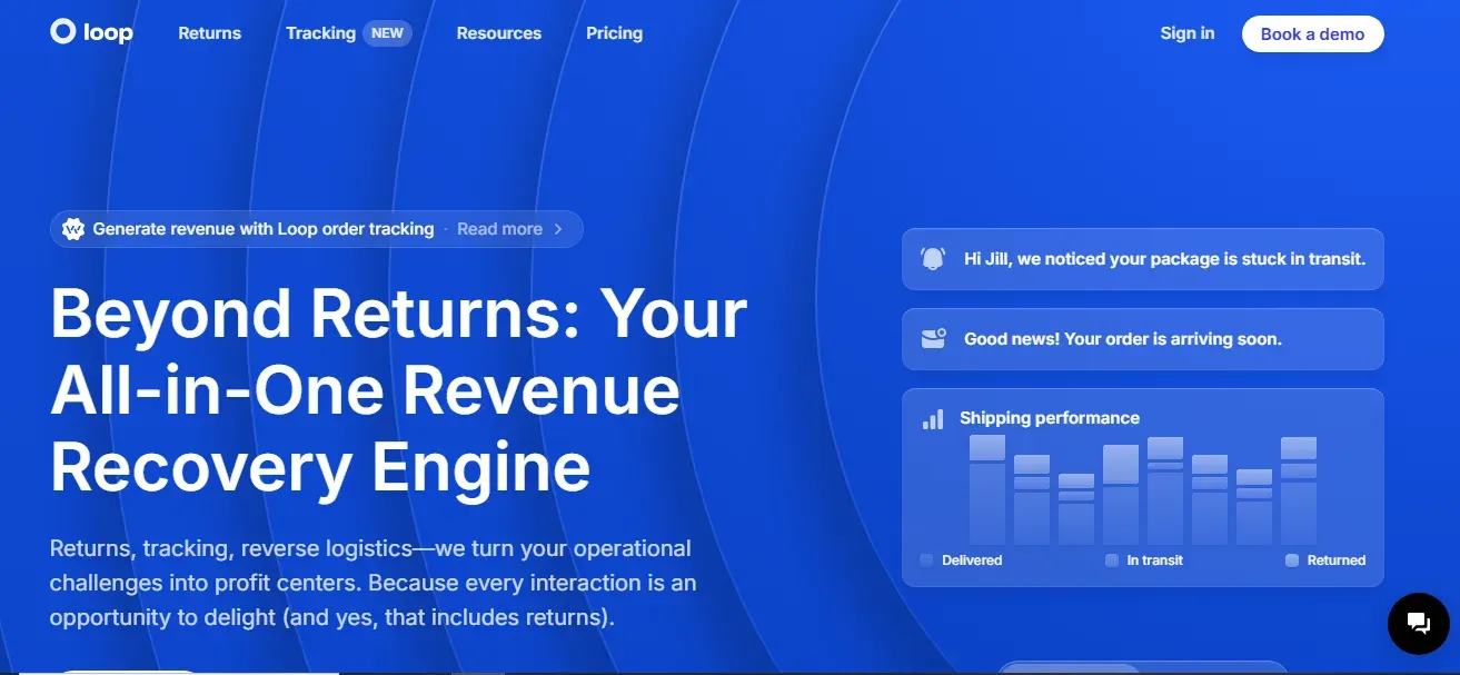 Screenshot of Loop website