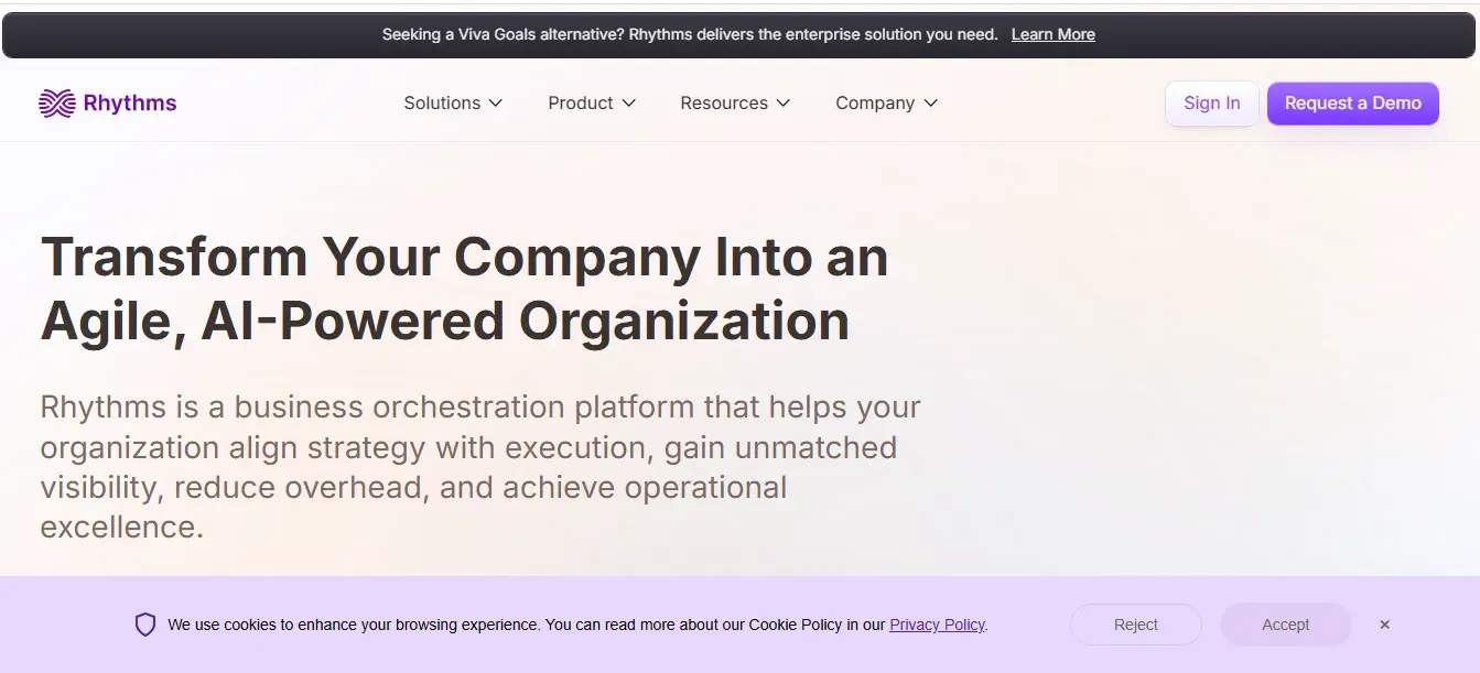 Screenshot of Rhythms website