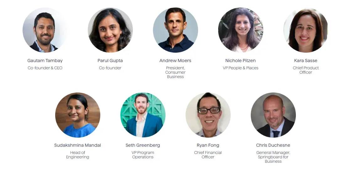 Springboard's leadership comprise of a diverse workforce with varying relevant experience.