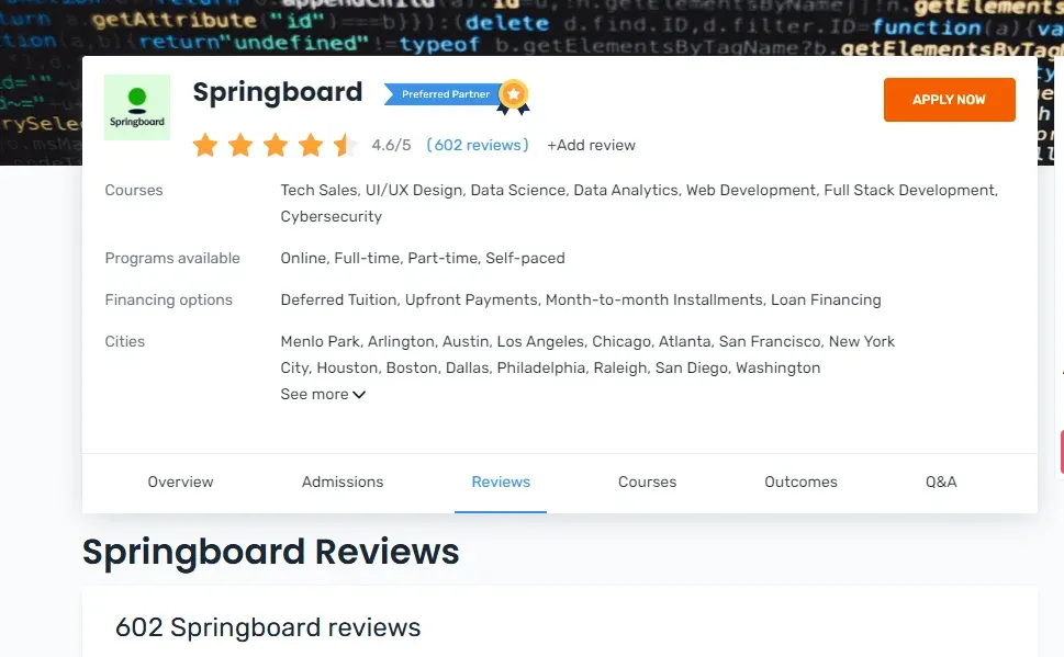 The high reviews of Springboard show that users find the platform useful