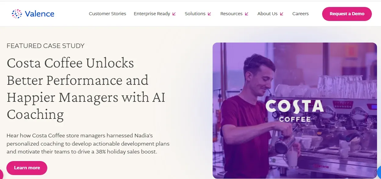 Costa Coffee store managers harnessed Nadia’s personalized coaching to drive a 38% holiday sales boost.