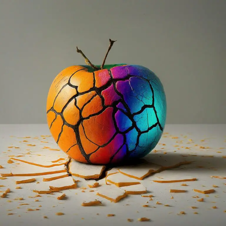 Apple with cracked colorful coating symbolizing differentiation and positioning in marketing.