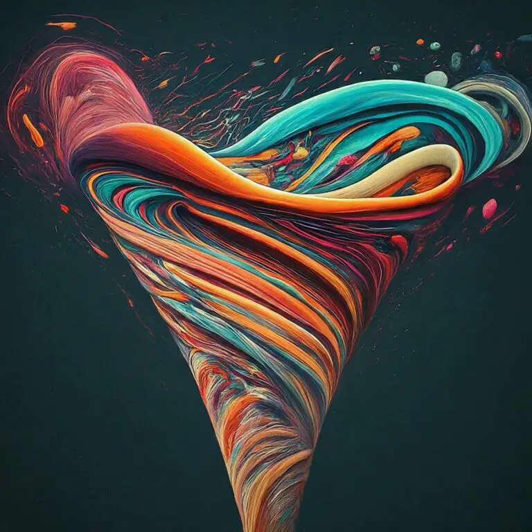 A vibrant swirl of colors funneling into a dynamic vortex, representing the in-depth process of marketing research