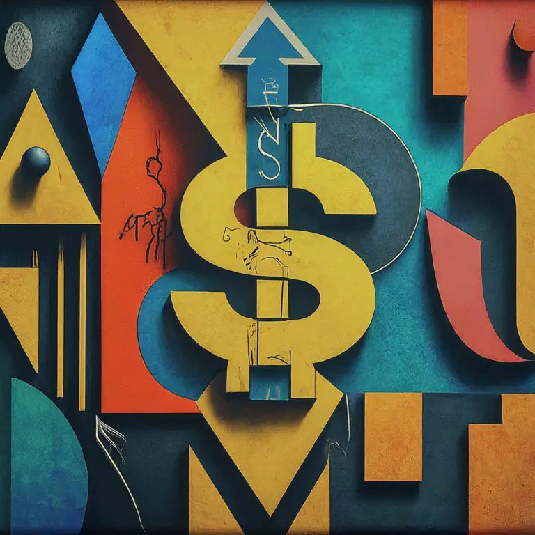 Abstract illustration featuring various geometric shapes and a large dollar sign with arrows pointing upward, symbolizing the concepts of economic value and value-based pricing in business.