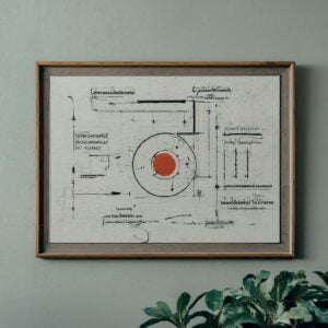 Framed architectural blueprint with a central focal point, representing the precision of economic value estimation.