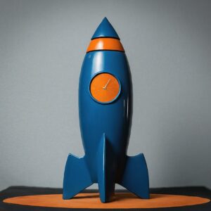 A toy rocket on a launchpad, symbolizing the takeoff of a startup's growth journey post-funding.