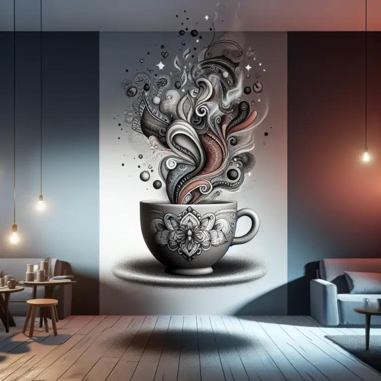 Artistic depiction of a coffee cup with whimsical steam rising, symbolizing Starbucks' unique coffee experience.