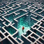 Person navigating through a maze, representing the customer journey map in marketing strategies