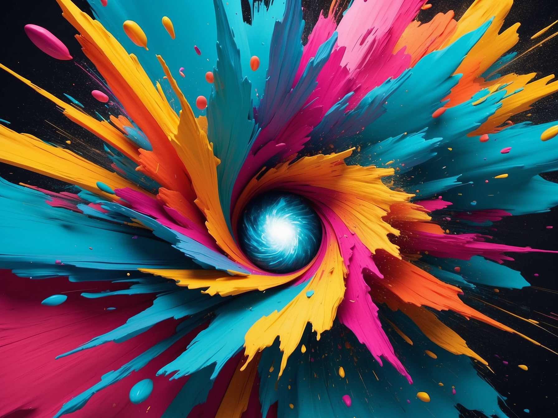 Explosive burst of colorful splashes creating a mesmerizing abstract image symbolizing a dynamic product launch