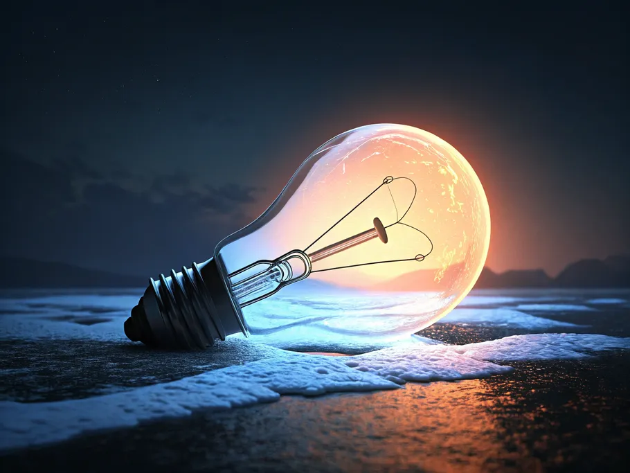 A glowing lightbulb on a dark background, symbolizing unique vision and creativity.