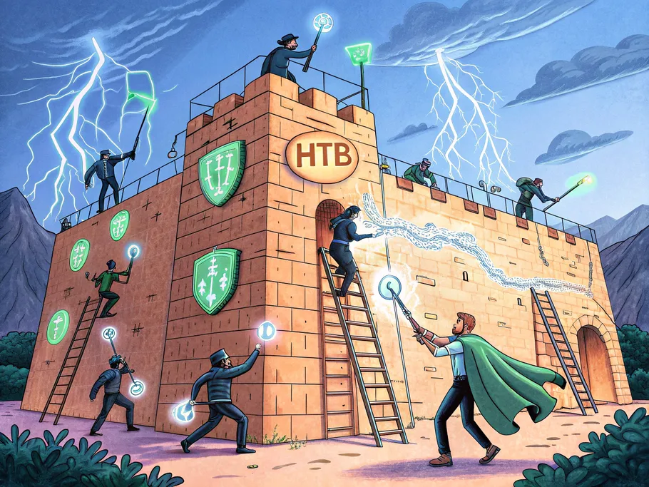 A dynamic illustration of a digital fortress in cyberspace, symbolizing gamified cybersecurity training.