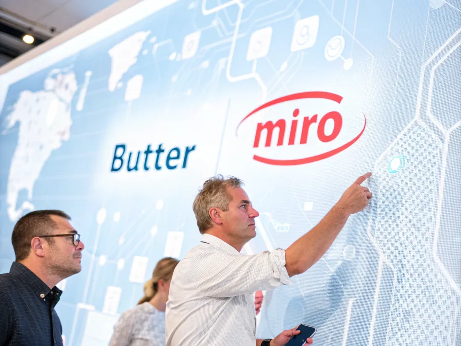 An image depicting the integration of Butter platform into Miro's virtual collaboration environment.